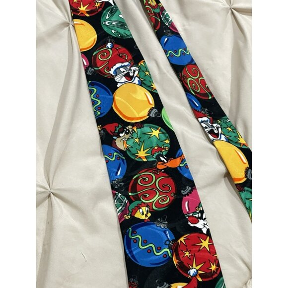 Looney Tunes Mania Character Christmas Necktie 1995 Tax Tweety Bugs Bunny - Picture 2 of 7